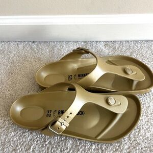 Birkenstocks, gold, size 37